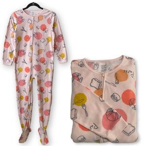Carter’s Girls Size 12 Peach Paris One Piece Footed Microfleece Zipper Pajamas